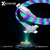 3 in 1 illuminating USB Charging Cable X1 Blue