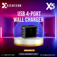 USB 4-Port Wall Charger X5 Black